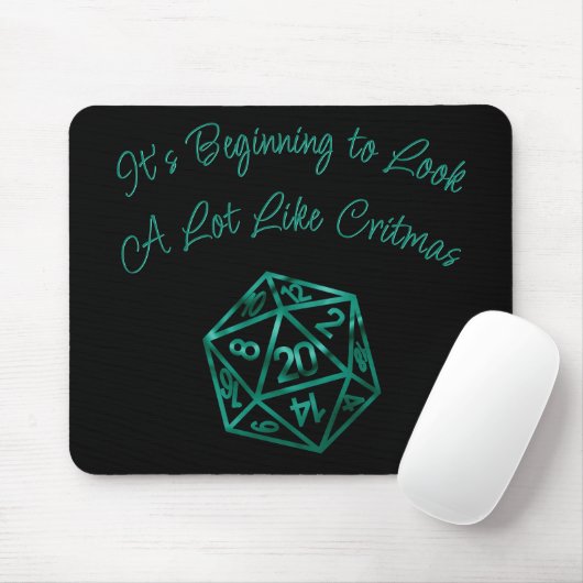 RPG Critmas | Aquamarin grüne Tabletop Retro Gamer Mousepad (Mit Mouse)