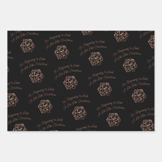 RPG Critmas | Copper Tabletop PnP Roleplayer Dice Geschenkpapier Set (Vorderseite)