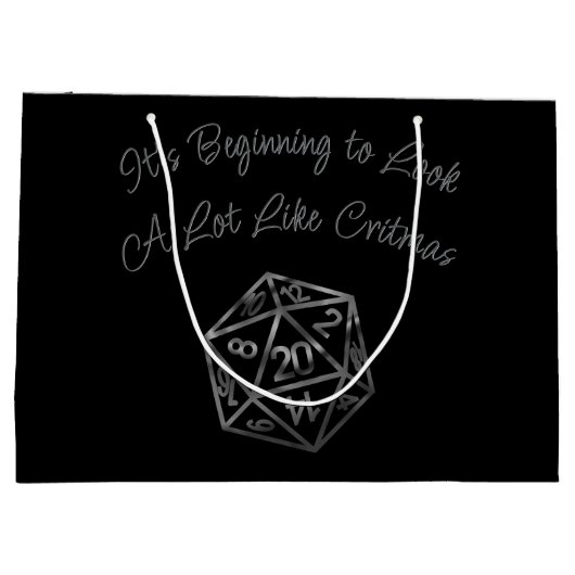 RPG Critmas | Fantasy Tabletop Retro Gamer Dice Große Geschenktüte (Rückseite)