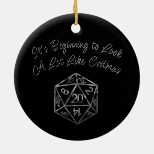 RPG Critmas | Fantasy Tabletop Retro Gamer Dice Keramik Ornament (Hinten)