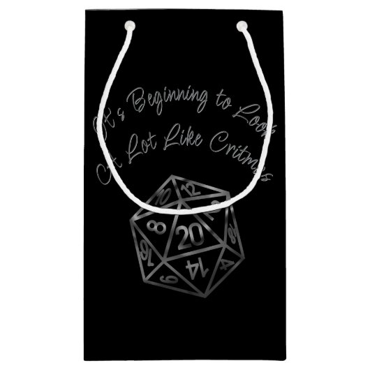 RPG Critmas | Fantasy Tabletop Retro Gamer Dice Kleine Geschenktüte (Rückseite)
