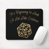 RPG Critmas | Gold Fantasy Tabletop Gamer Dice Mousepad (Mit Mouse)
