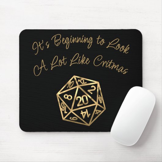 RPG Critmas | Gold Fantasy Tabletop Gamer Dice Mousepad (Mit Mouse)