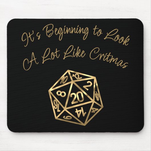 RPG Critmas | Gold Fantasy Tabletop Gamer Dice Mousepad (Vorne)