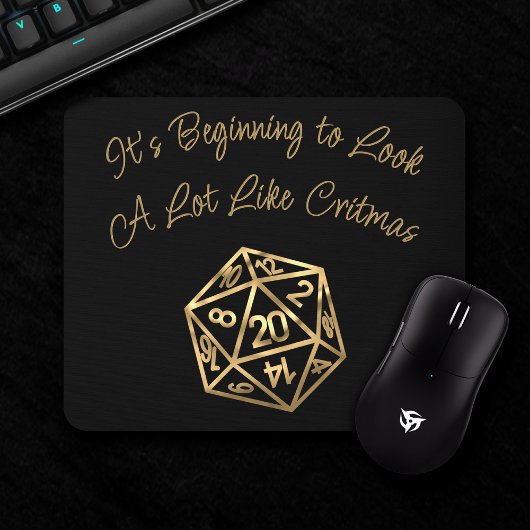 RPG Critmas | Gold Fantasy Tabletop Gamer Dice Mousepad