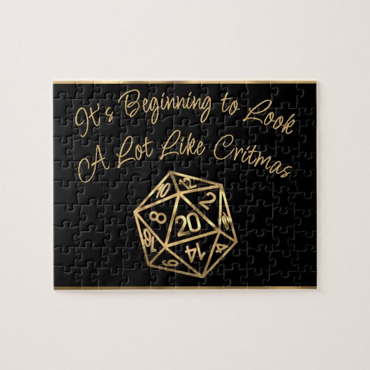 RPG Critmas | Gold Fantasy Tabletop Gamer Dice Puzzle (Horizontal)