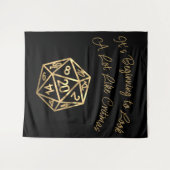 RPG Critmas | Gold Fantasy Tabletop Gamer Dice Wandteppich (Vorderseite (Horizontal))
