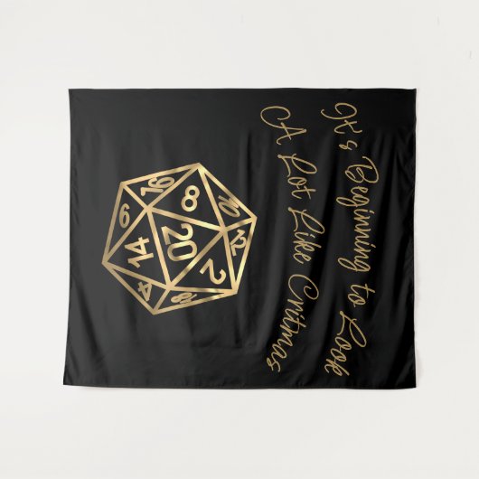 RPG Critmas | Gold Fantasy Tabletop Gamer Dice Wandteppich (Vorderseite (Horizontal))