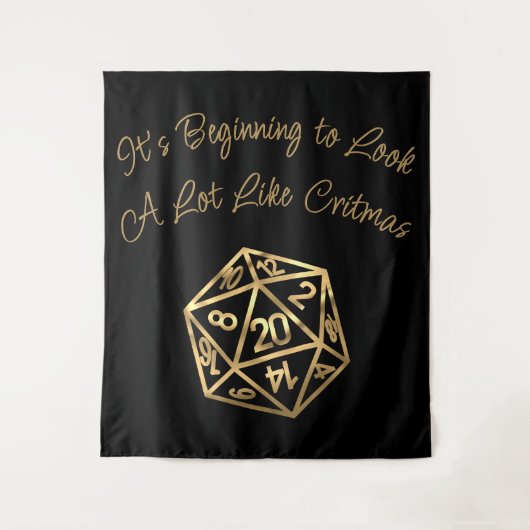 RPG Critmas | Gold Fantasy Tabletop Gamer Dice Wandteppich (Vorderseite)