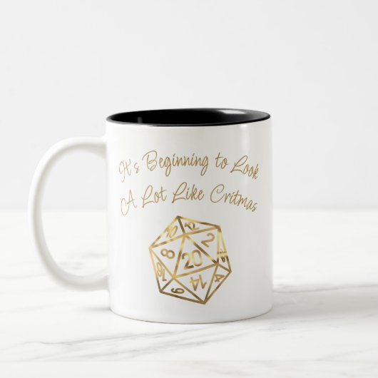RPG Critmas | Gold Fantasy Tabletop Gamer Dice Zweifarbige Tasse (Links)