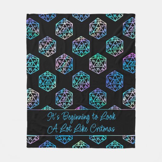 RPG Critmas | Holo Fantasy Tabletop Gamer Dice Fleecedecke (Vorderseite)