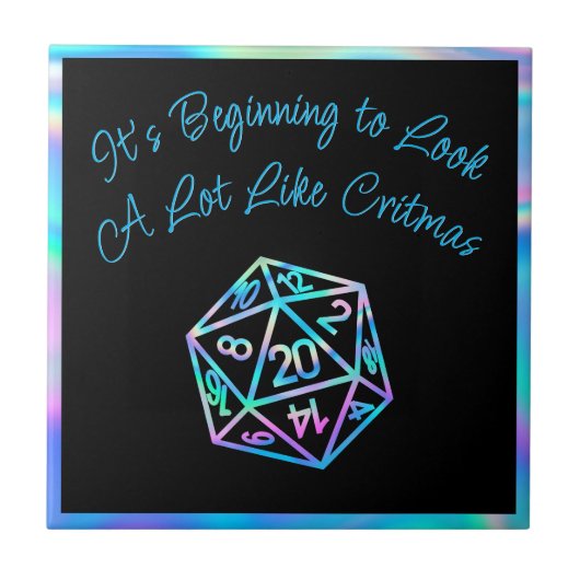 RPG Critmas | Holo Fantasy Tabletop Gamer Dice Fliese (Vorderseite)