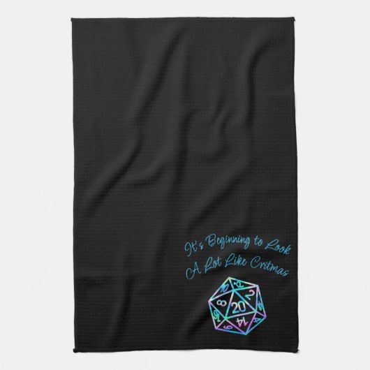 RPG Critmas | Holo Fantasy Tabletop Gamer Dice Geschirrtuch (Vertikal)