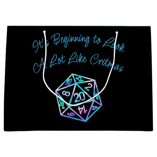 RPG Critmas | Holo Fantasy Tabletop Gamer Dice Große Geschenktüte (Vorderseite)