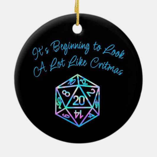 RPG Critmas | Holo Fantasy Tabletop Gamer Dice Keramik Ornament (Hinten)
