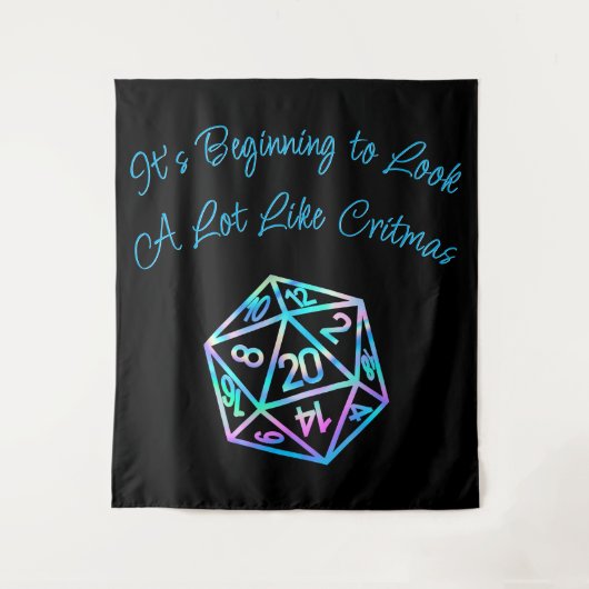 RPG Critmas | Holo Fantasy Tabletop Gamer Dice Wandteppich (Vorderseite)