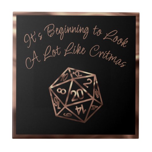 RPG Critmas | Kupfer Fantasy Tabletop Gamer Dice Fliese (Vorderseite)