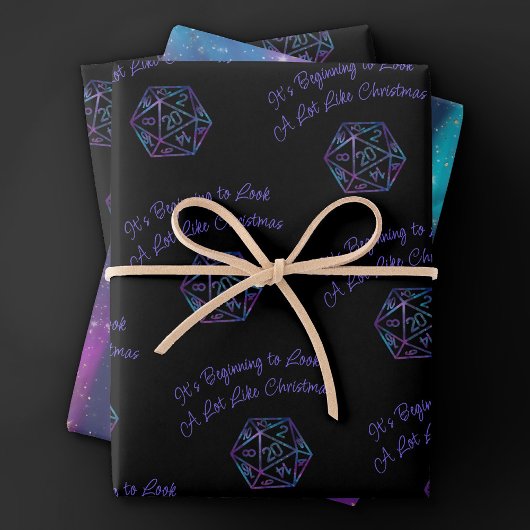 RPG Critmas | Nebula Fantasy Tabletop Gamer Dice Geschenkpapier Set