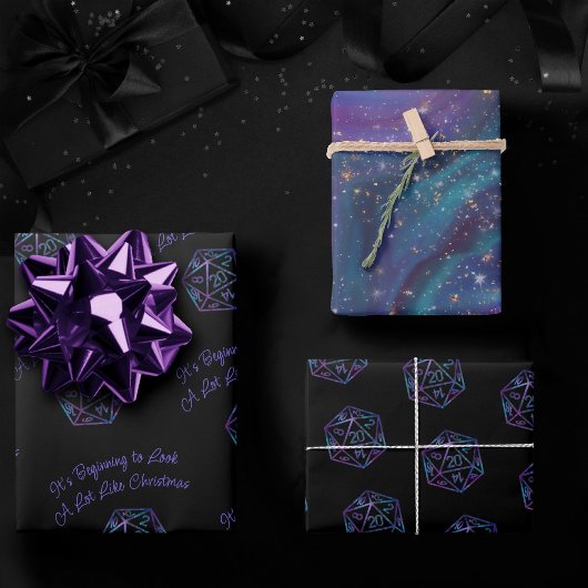 RPG Critmas | Nebula Fantasy Tabletop Gamer Dice Geschenkpapier Set