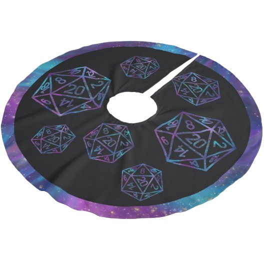 RPG Critmas | Nebula Fantasy Tabletop Gamer Dice Polyester Weihnachtsbaumdecke (Schrägansicht)
