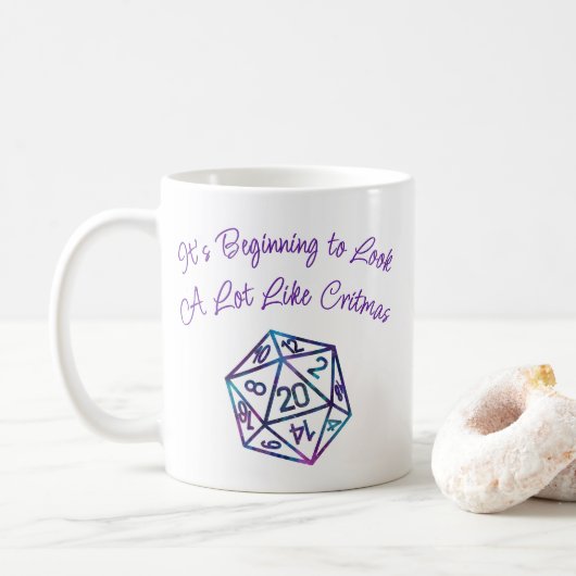 RPG Critmas | Nebula Tabletop PnP Role Player Dice Kaffeetasse (Mit Donut)