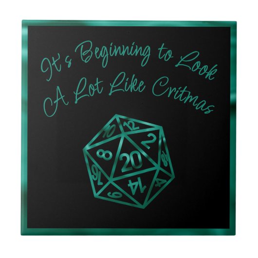 RPG Critmas | Neon Green Tabletop PnP Gamer Dice Fliese (Vorderseite)