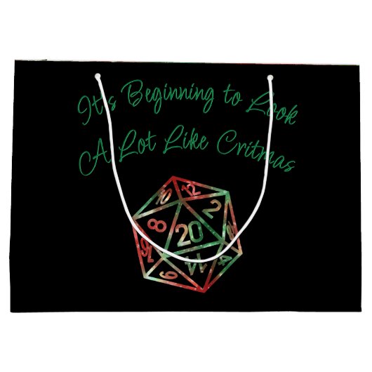 RPG Critmas | Neon Green Tabletop PnP Gamer Dice Große Geschenktüte (Rückseite)