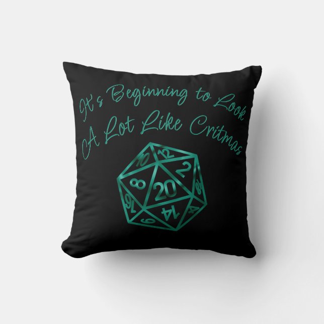 RPG Critmas | Neon Green Tabletop PnP Gamer Dice Kissen (Vorderseite)