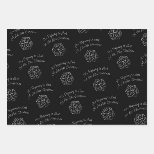 RPG Critmas | Old School Tabletop Roleplayer Dice Geschenkpapier Set (Vorderseite)