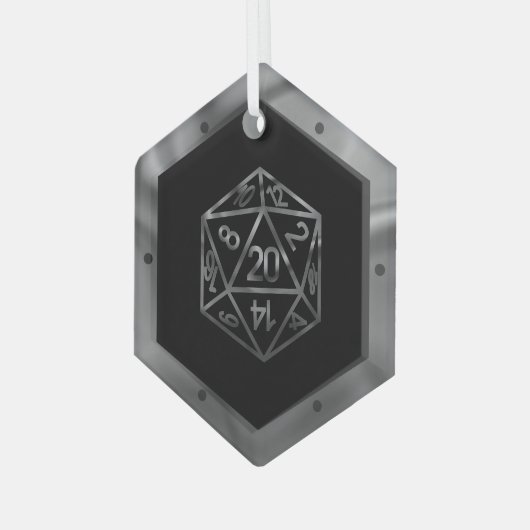RPG Critmas | Old School Tabletop Roleplayer Dice Ornament Aus Glas (Vorderseite Links)