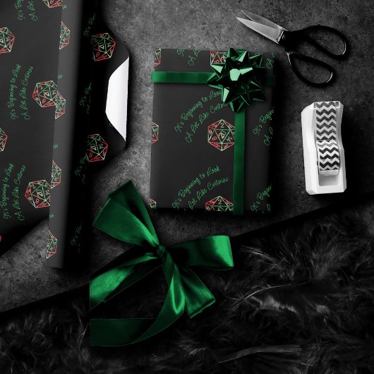 RPG Critmas | Red and Green Christmas Holiday Dice Geschenkpapier