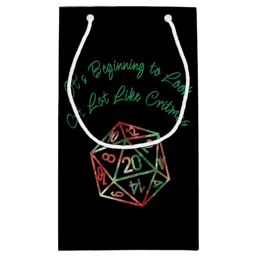 RPG Critmas | Red and Green Christmas Holiday Dice Kleine Geschenktüte (Rückseite)