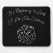 RPG Critmas | Silver Fantasy Tabletop Gamer Dice Mousepad (Vorne)