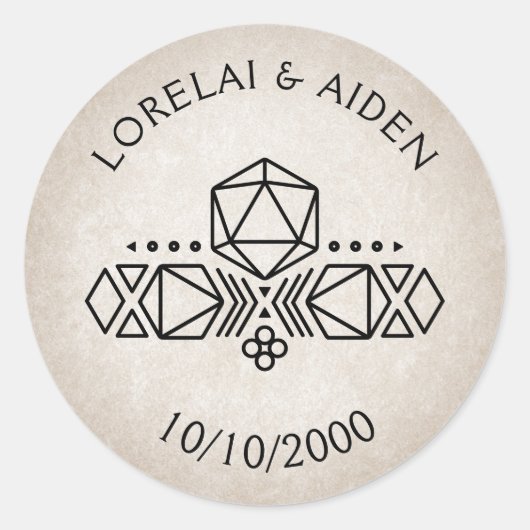 RPG D20 Gamer Wedding Runder Aufkleber (Vorderseite)