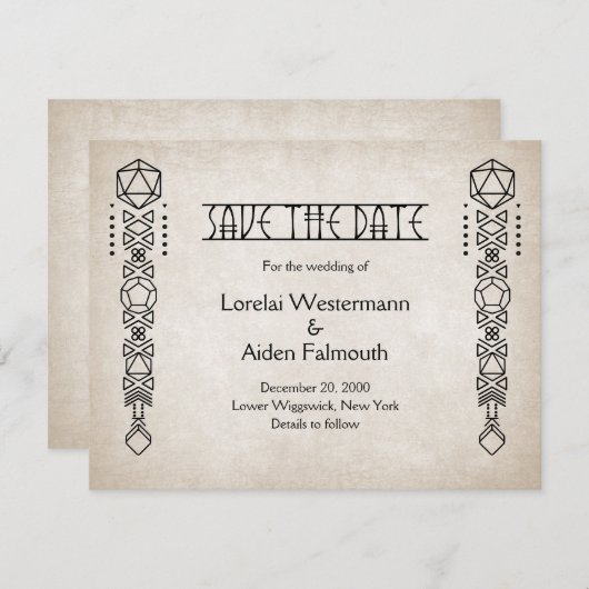 RPG D20 Gamer Wedding Save The Date (Vorne/Hinten)