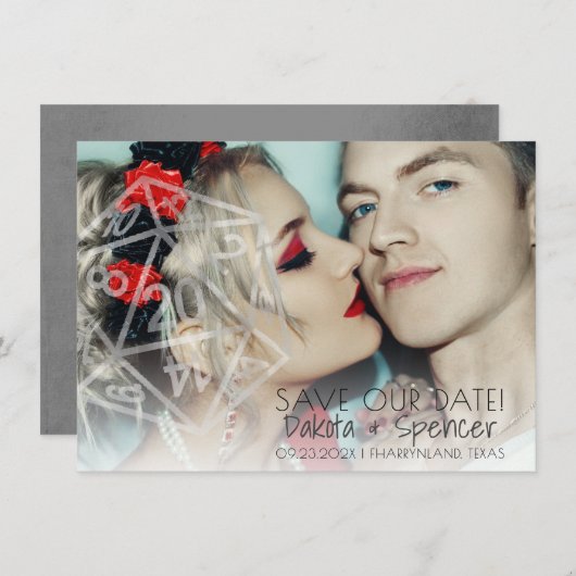 RPG Dice | Classic Fantasy Tabletop Gamer Foto Save The Date (Vorne/Hinten)