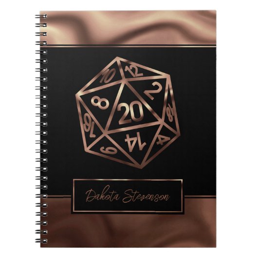 RPG Dice | Copper Fantasy Tabletop Gamer-Charakter Notizblock (Vorderseite)
