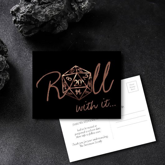 RPG Dice | Datum der Änderung des Kupfer-Tabletop- Postkarte