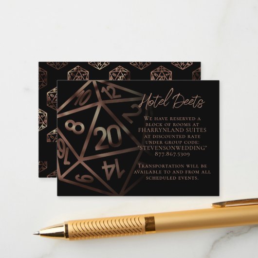 RPG Dice | Details zum Kupfer Fantasy Tabletop Gam Begleitkarte (Vorderseite/Rückseite Beispiel)