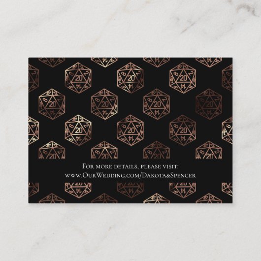 RPG Dice | Details zum Kupfer Fantasy Tabletop Gam Begleitkarte (Rückseite)