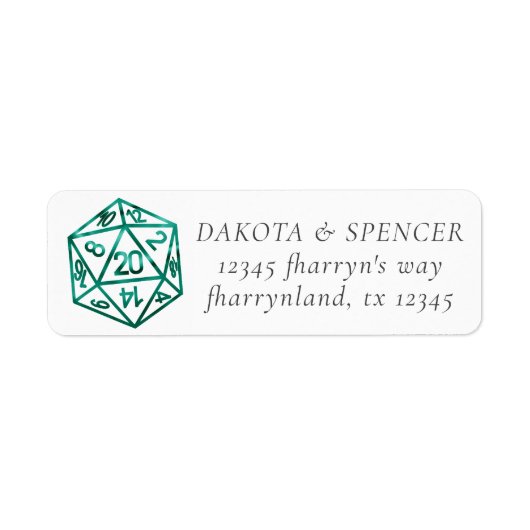 RPG Dice | Emerald Fantasy Tabletop Gamer-Adresse (Vorne)