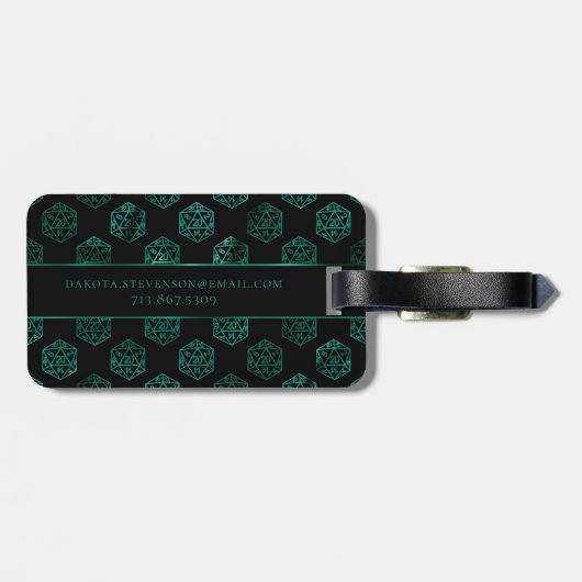 RPG Dice | Emerald Fantasy Tabletop Gamer Custom Gepäckanhänger (Rückseite horizontal)