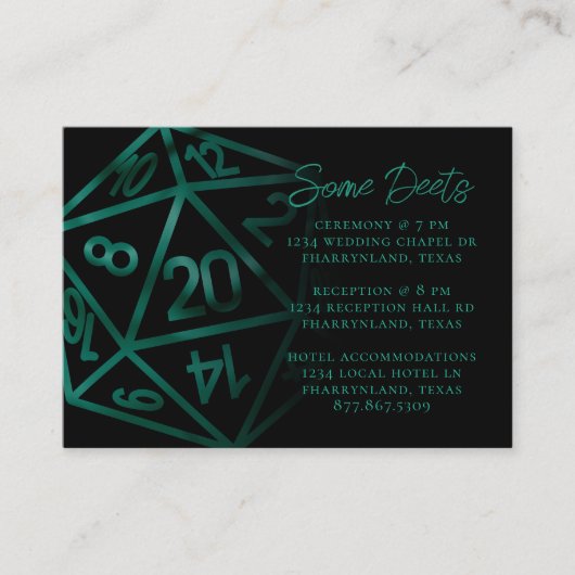 RPG Dice | Emerald Fantasy Tabletop Gamer Details Begleitkarte (Vorderseite)