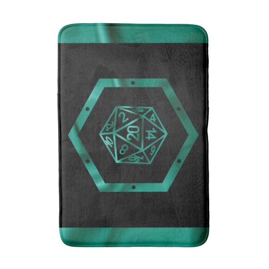 RPG Dice | Emerald Fantasy Tabletop Retro Gamer Badematte (Vorderseite Vertikal)