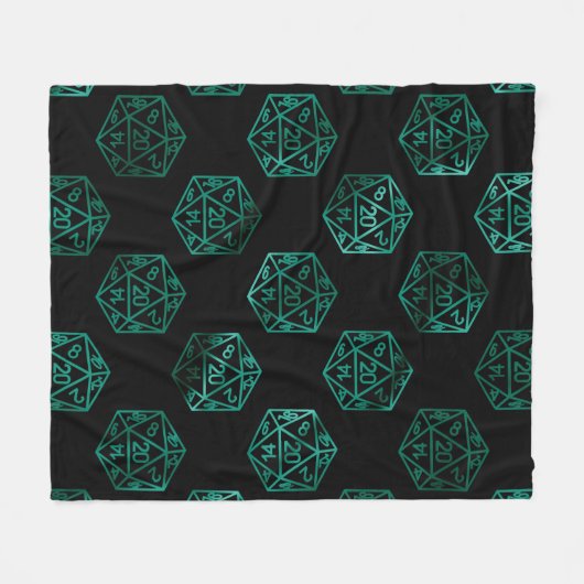 RPG Dice | Emerald Fantasy Tabletop Retro Gamer Fleecedecke (Vorderseite (Horizontal))