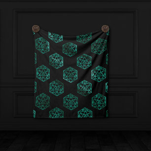 RPG Dice   Emerald Fantasy Tabletop Retro Gamer Fleecedecke