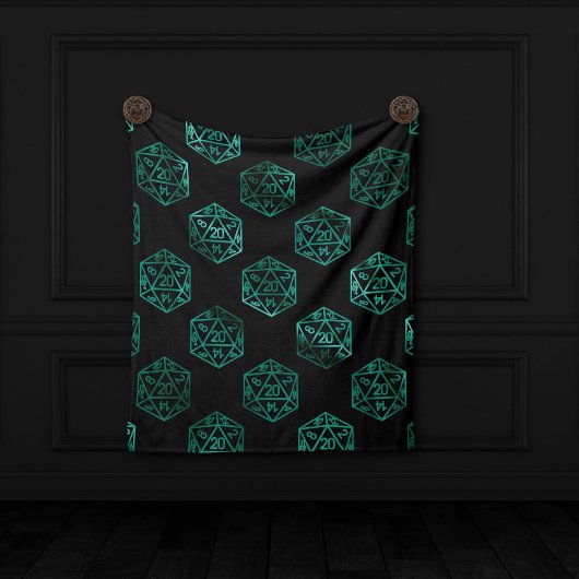 RPG Dice | Emerald Fantasy Tabletop Retro Gamer Fleecedecke