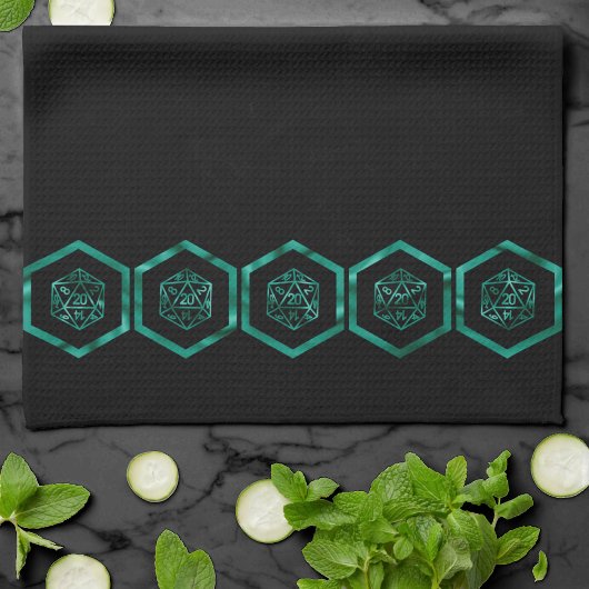 RPG Dice | Emerald Fantasy Tabletop Retro Gamer Geschirrtuch