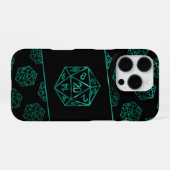 RPG Dice | Emerald Fantasy Tabletop Retro Gamer iPhone Hülle (Rückseite (Horizontal))