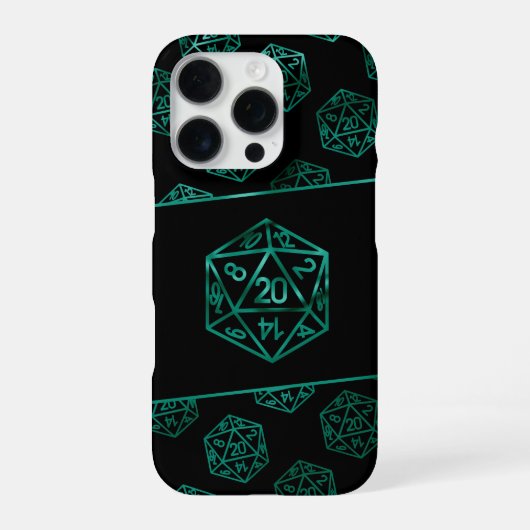 RPG Dice | Emerald Fantasy Tabletop Retro Gamer iPhone Hülle (Rückseite)